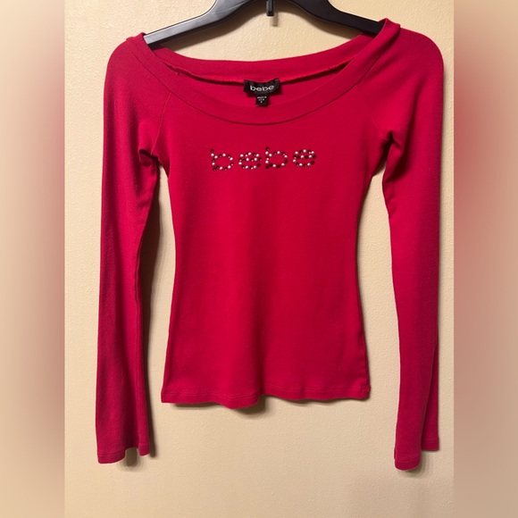 Bebe Logo Pink Long Sleeve Small - Picture 1 of 3